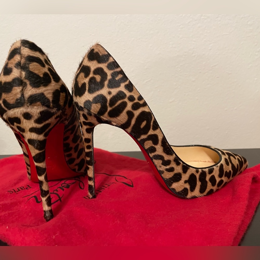 Louboutin Pigalle 100mm leopard heels 38 calf hair